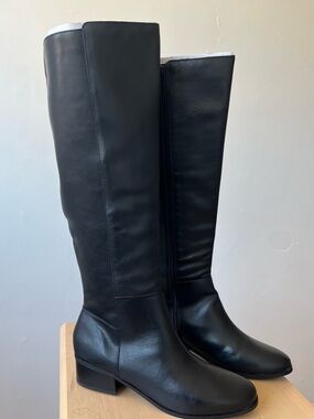 Rockport Women’s Evalyn Black Knee-High Leather Boots - Sleek Everyday Style 10M